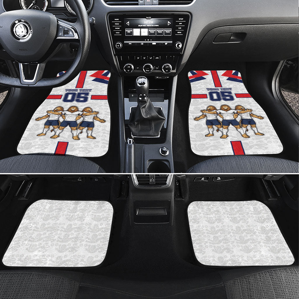 Custom England Football Car Mats Three Lions Trophy St George Cross DT05 Set 4pcs White - Polynesian Pride