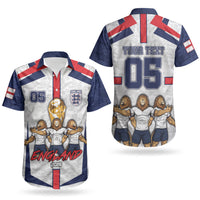 Custom England Football Couples Matching Off Shoulder Maxi Dress and Hawaiian Shirt Three Lions Trophy St George Cross DT05 - Polynesian Pride