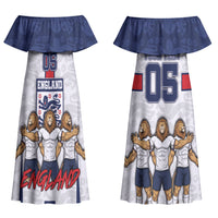 Custom England Football Couples Matching Off Shoulder Maxi Dress and Hawaiian Shirt Three Lions Trophy St George Cross DT05 - Polynesian Pride