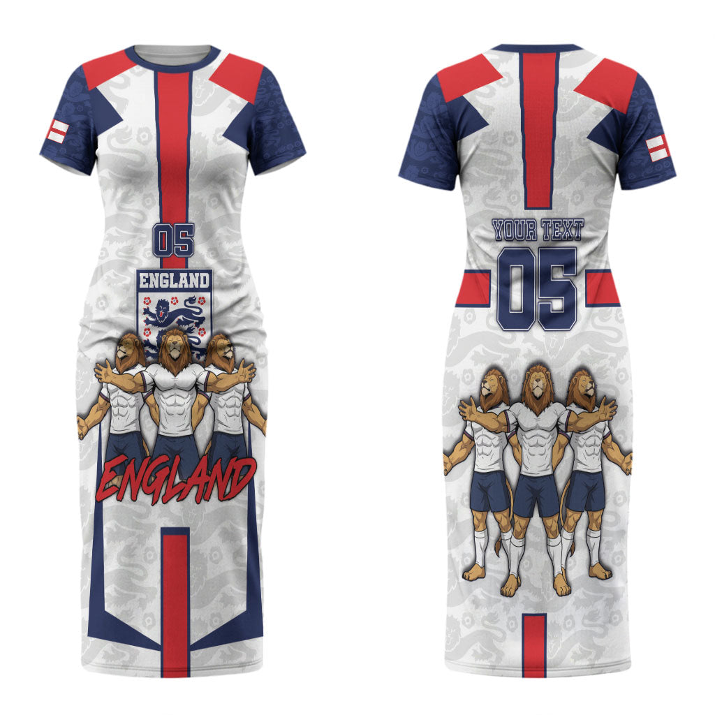 Custom England Football Couples Matching Short Sleeve Bodycon Dress and Hawaiian Shirt Three Lions Trophy St George Cross DT05 - Polynesian Pride