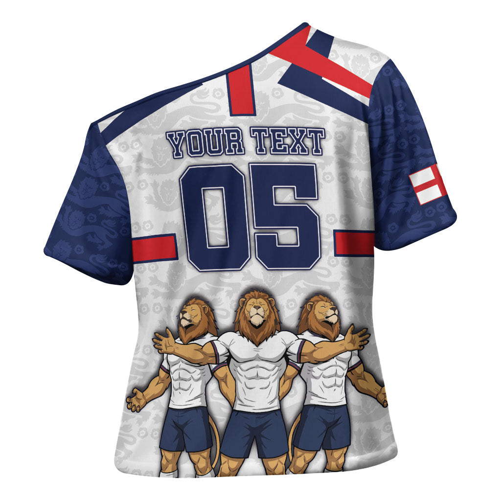 Custom England Football Cross Shoulder Shirt Three Lions Trophy St George Cross DT05 - Polynesian Pride