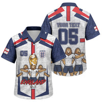 Custom England Football Family Matching Short Sleeve Bodycon Dress and Hawaiian Shirt Three Lions Trophy St George Cross DT05 Son's Shirt White - Polynesian Pride