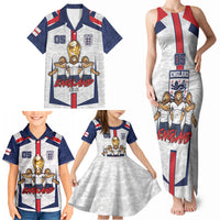Custom England Football Family Matching Tank Maxi Dress and Hawaiian Shirt Three Lions Trophy St George Cross DT05 - Polynesian Pride