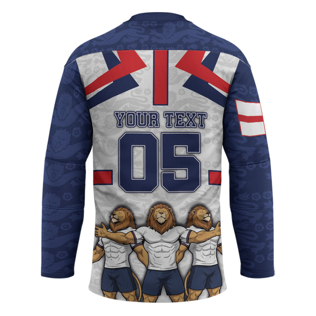 Custom England Football Hockey Jersey Three Lions Trophy St George Cross