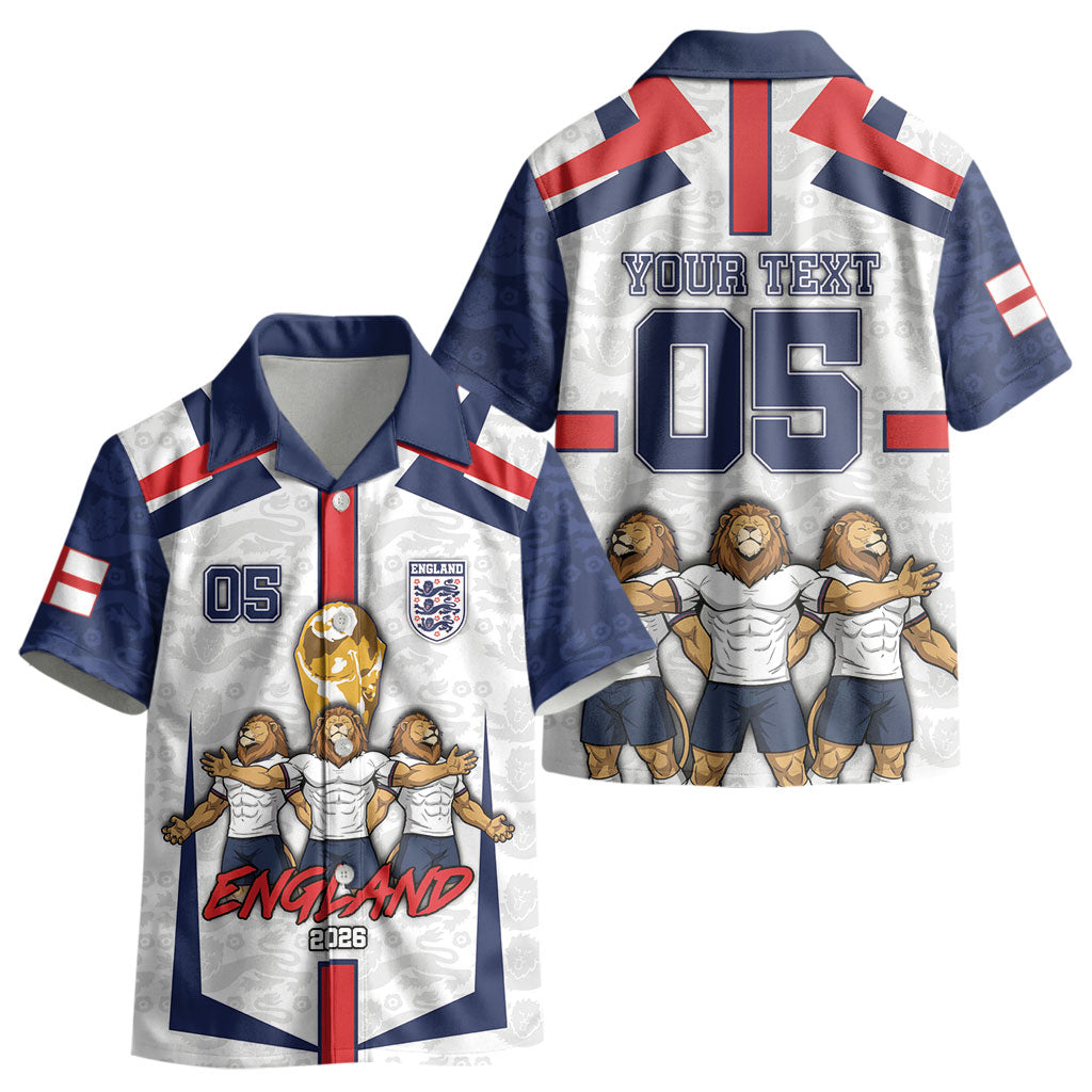 Custom England Football Kid Hawaiian Shirt Three Lions Trophy St George Cross