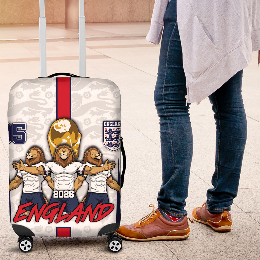 Custom England Football Luggage Cover Three Lions Trophy St George Cross DT05 White - Polynesian Pride