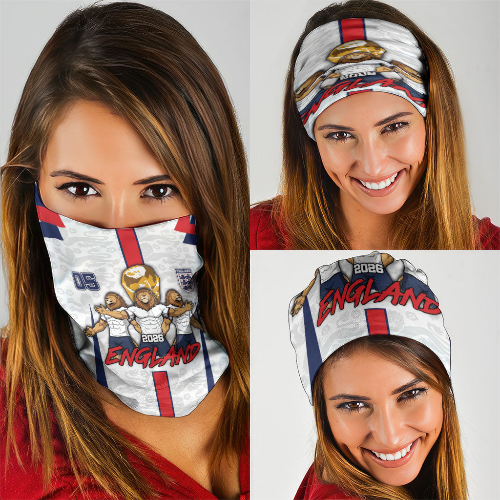 Custom England Football Neck Gaiter Three Lions Trophy St George Cross