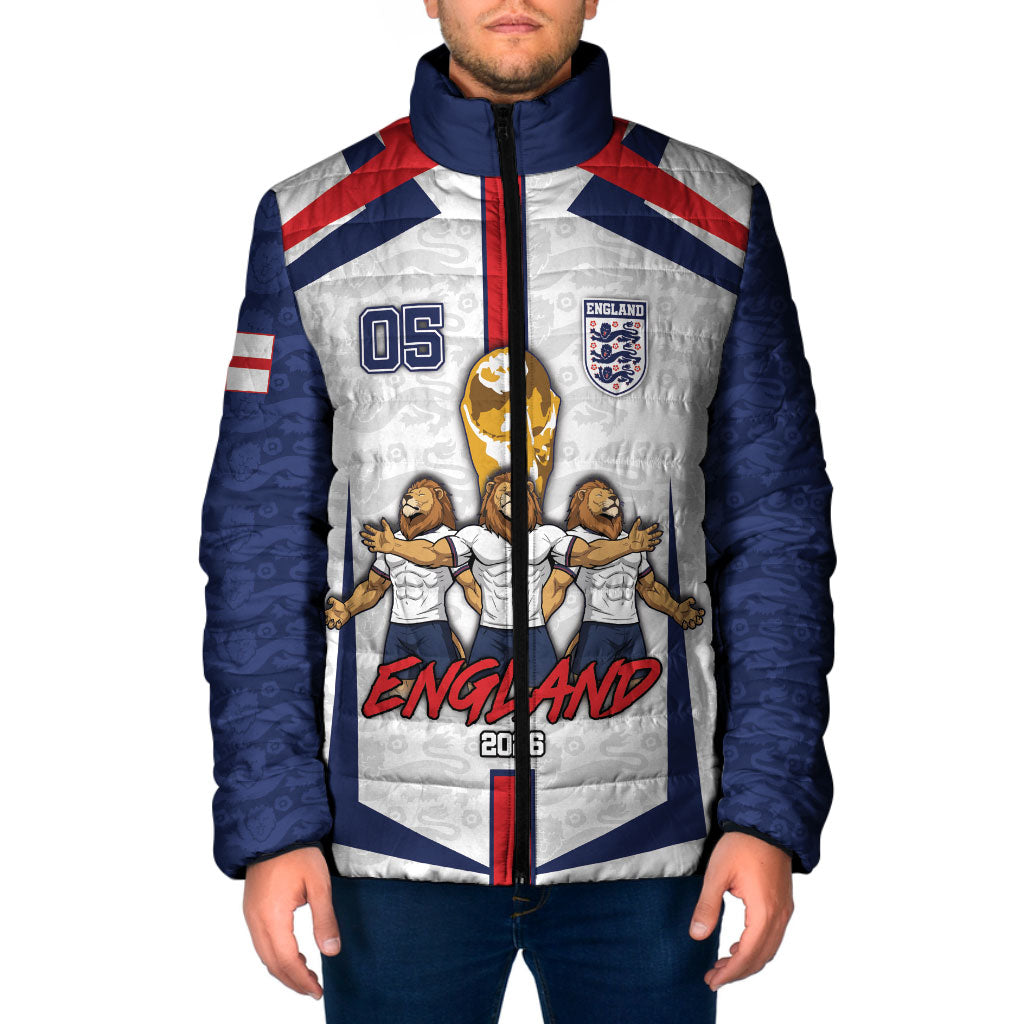 Custom England Football Padded Jacket Three Lions Trophy St George Cross