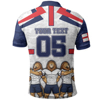 Custom England Football Polo Shirt Three Lions Trophy St George Cross