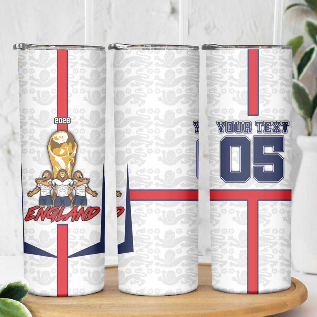 Custom England Football Skinny Tumbler Three Lions Trophy St George Cross DT05 - Polynesian Pride