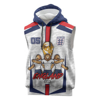 Custom England Football Sleeveless Hoodie Three Lions Trophy St George Cross
