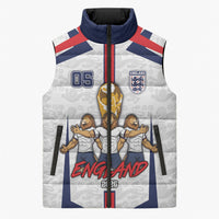 Custom England Football Sleeveless Puffer Jacket Three Lions Trophy St George Cross