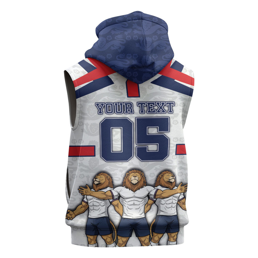 Custom England Football Sleeveless Zip Hoodie Three Lions Trophy St George Cross DT05 - Polynesian Pride