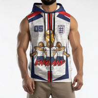 Custom England Football Sleeveless Zip Hoodie Three Lions Trophy St George Cross DT05 - Polynesian Pride
