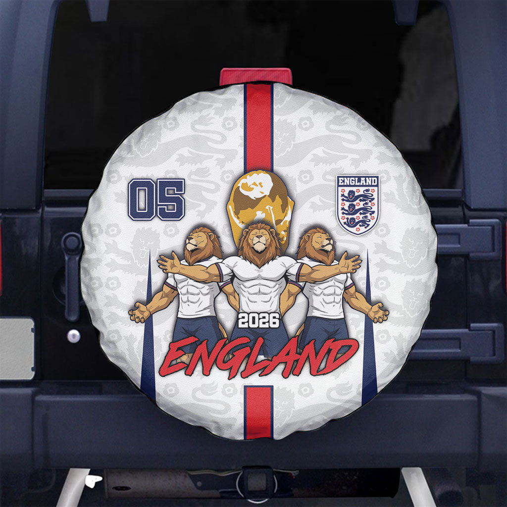 Custom England Football Spare Tire Cover Three Lions Trophy St George Cross DT05 No hole White - Polynesian Pride