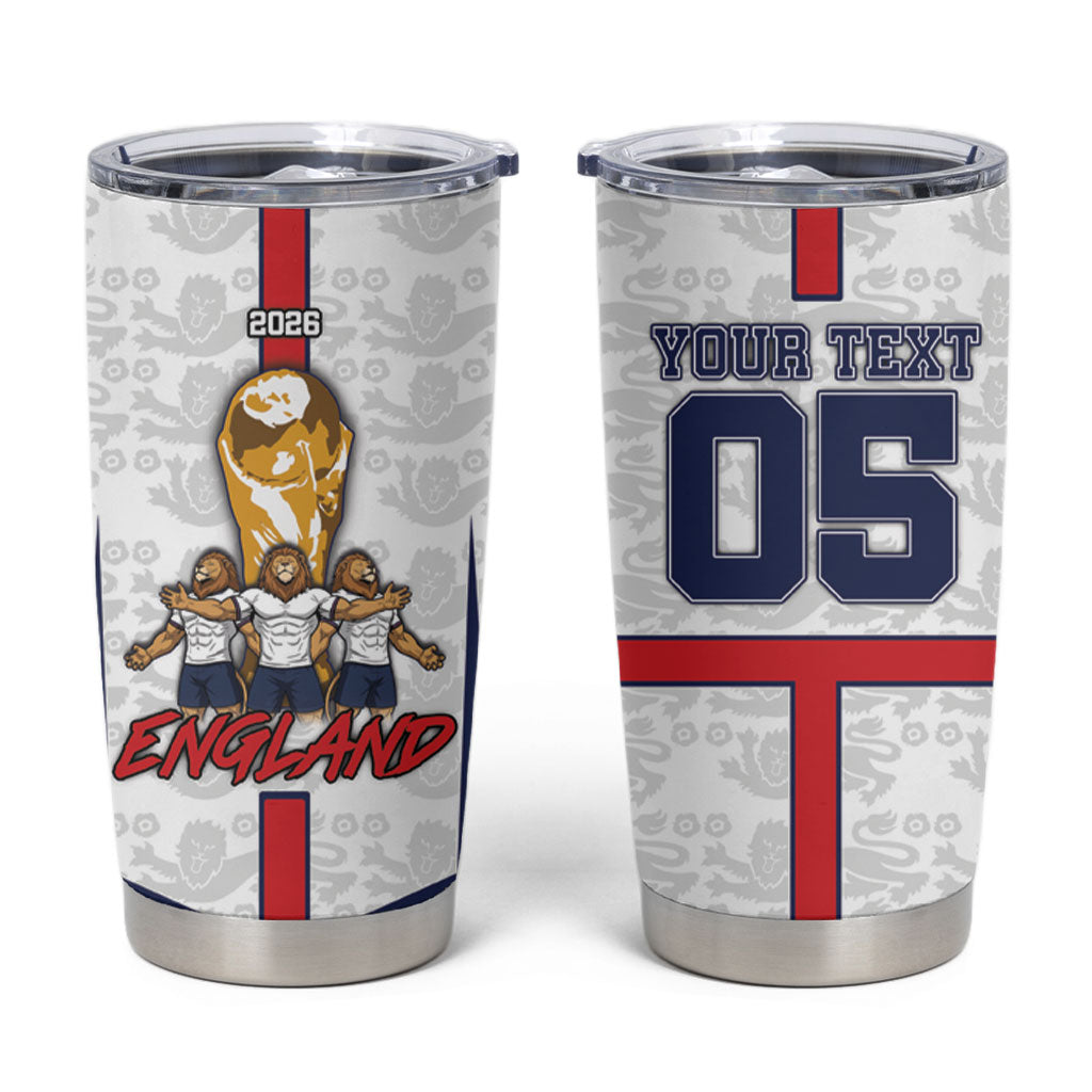 Custom England Football Tumbler Cup Three Lions Trophy St George Cross DT05 White - Polynesian Pride