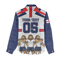 Custom England Football Women Casual Shirt Three Lions Trophy St George Cross