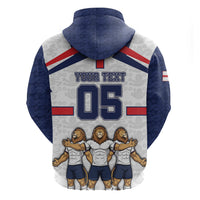 Custom England Football Zip Hoodie Three Lions Trophy St George Cross DT05 - Polynesian Pride