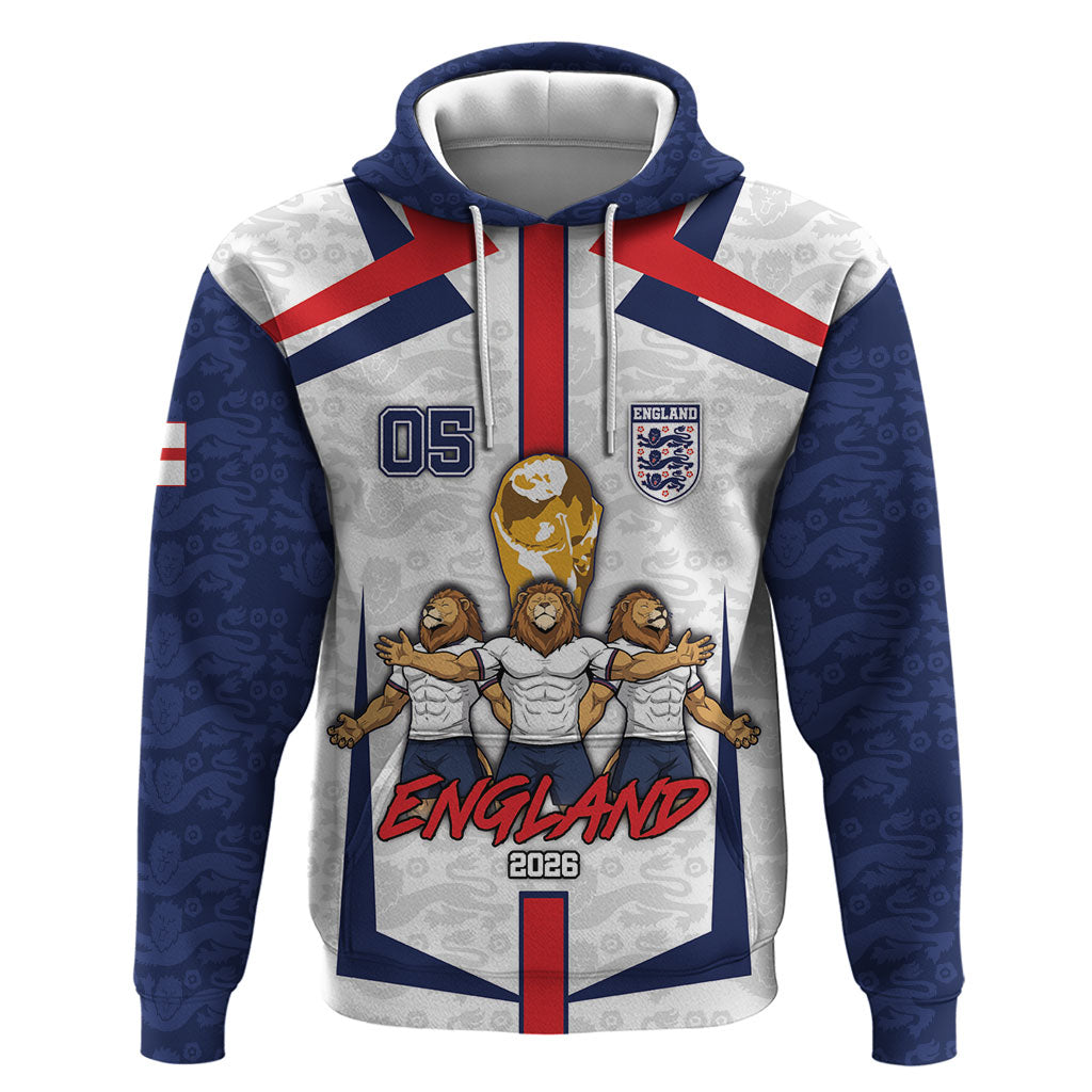 Custom England Football Zip Hoodie Three Lions Trophy St George Cross DT05 Pullover Hoodie White - Polynesian Pride