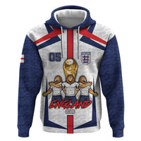 Custom England Football Zip Hoodie Three Lions Trophy St George Cross DT05 Pullover Hoodie White - Polynesian Pride