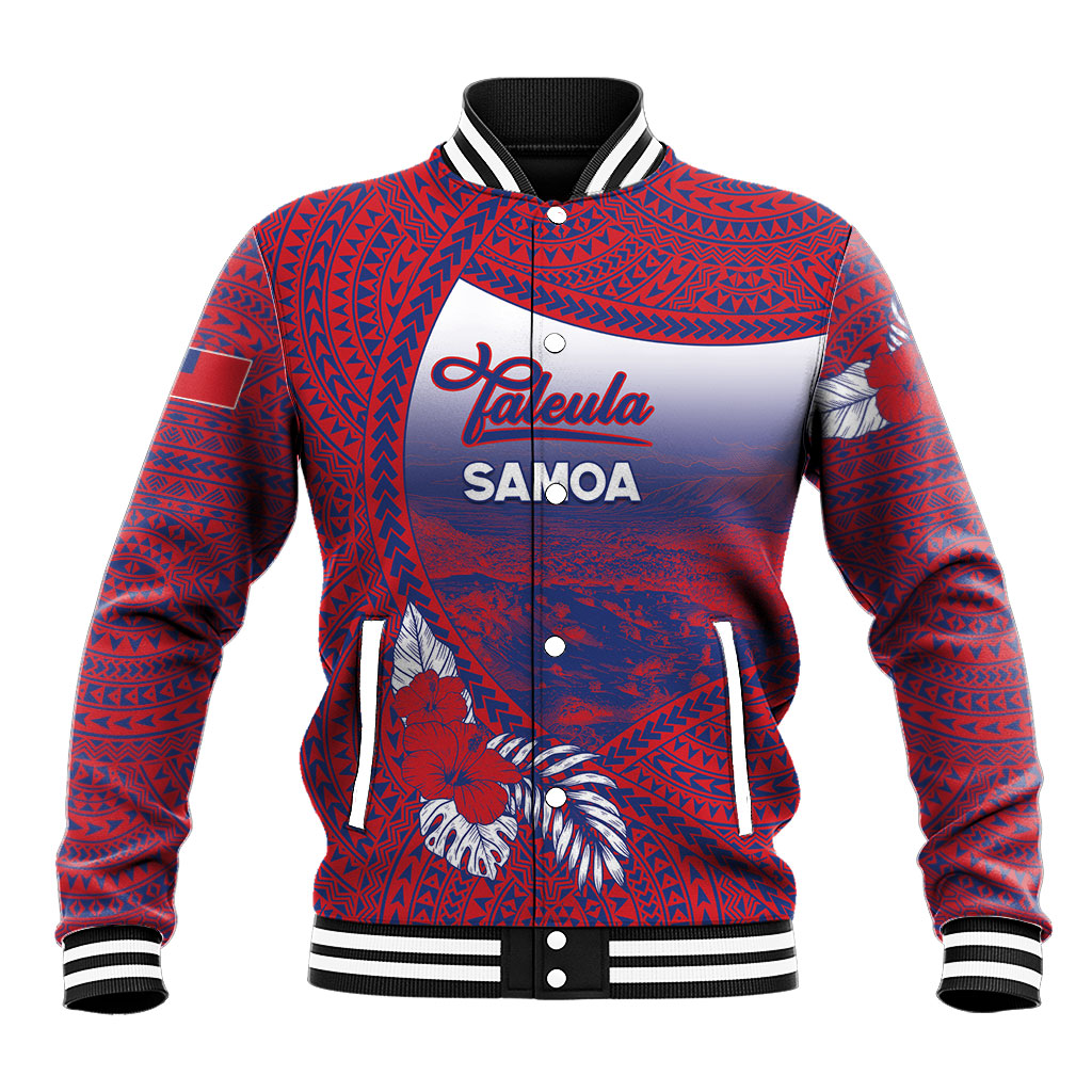 Personalised Faleula Samoa Village Baseball Jacket Falefa Valley Polynesian Tribal Hibiscus Floral