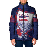 Personalised Vailele Samoa Village Padded Jacket Map Polynesian Tribal Hibiscus Floral DT05 Men Navy - Polynesian Pride