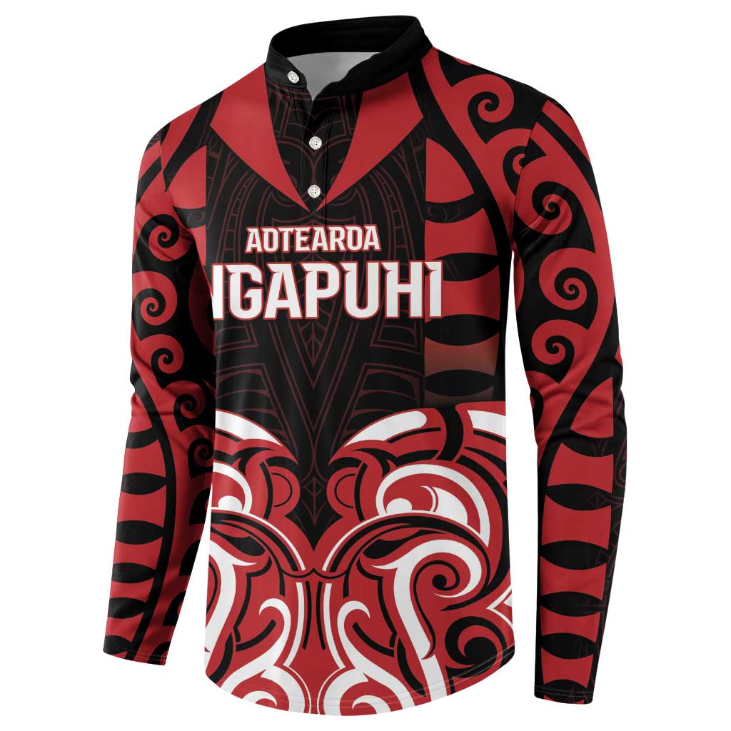 Custom Aotearoa Ngapuhi Button Sweatshirt Maori Pattern New Zealand - Polynesian Pride