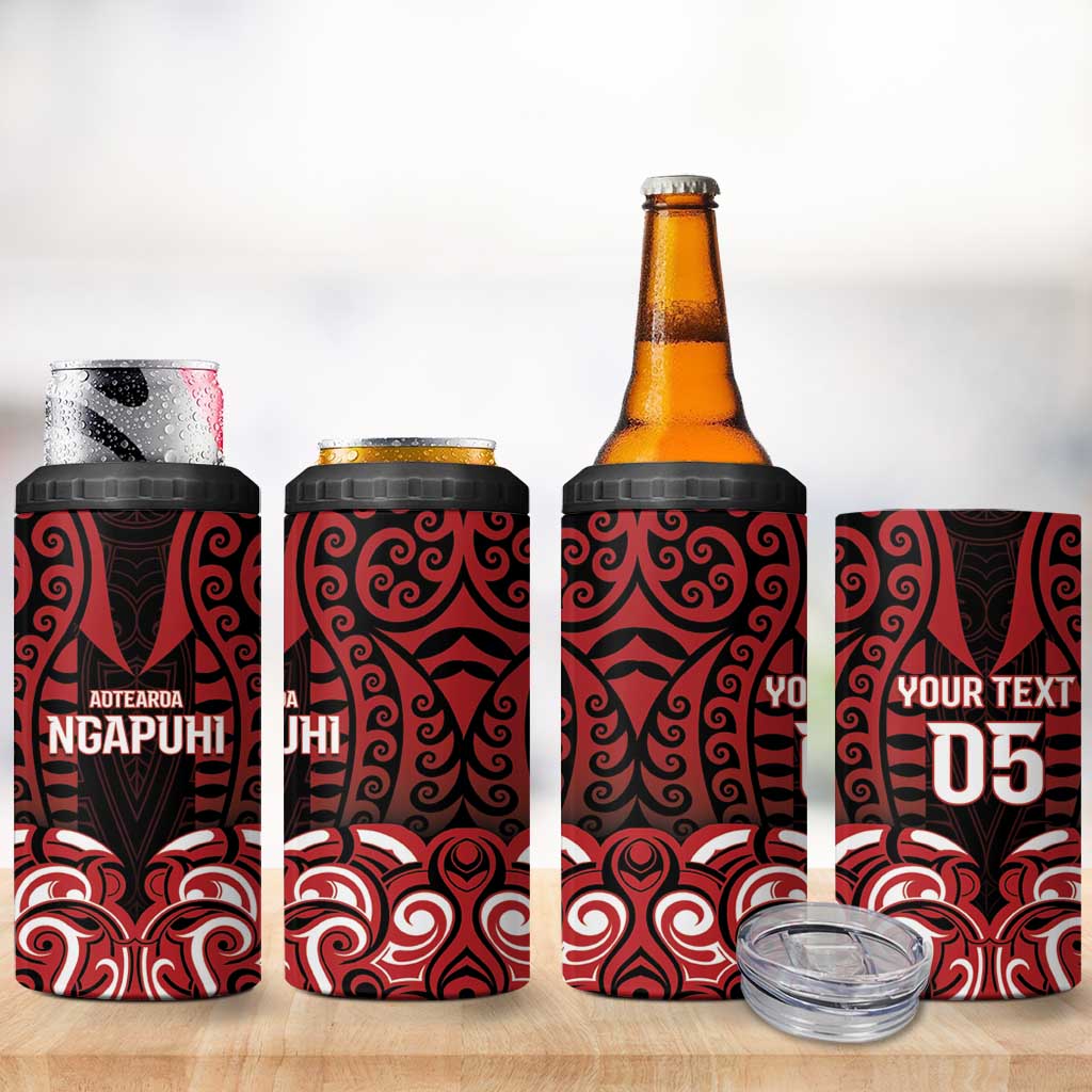 Custom Aotearoa Ngapuhi 4 in 1 Can Cooler Tumbler Maori Pattern New Zealand - Polynesian Pride