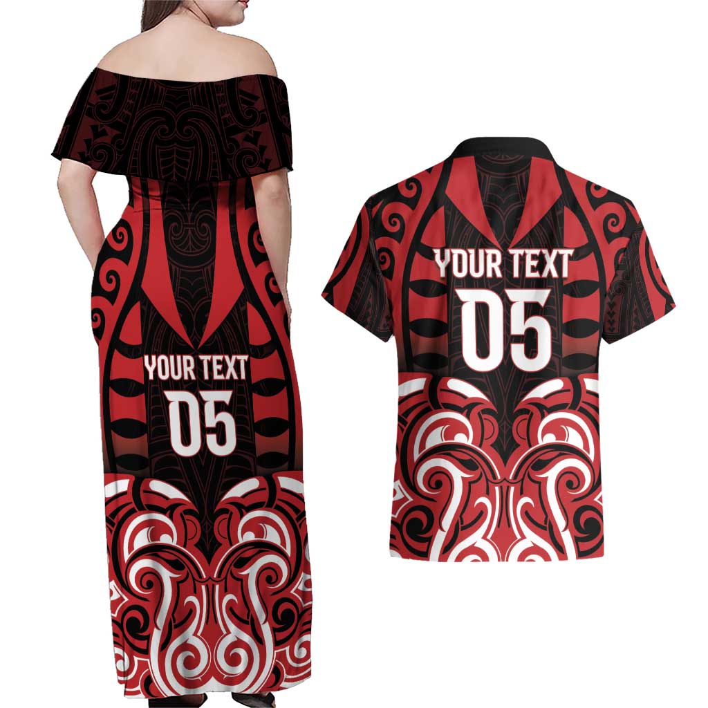 Custom Aotearoa Ngapuhi Couples Matching Off Shoulder Maxi Dress and Hawaiian Shirt Maori Pattern New Zealand - Polynesian Pride