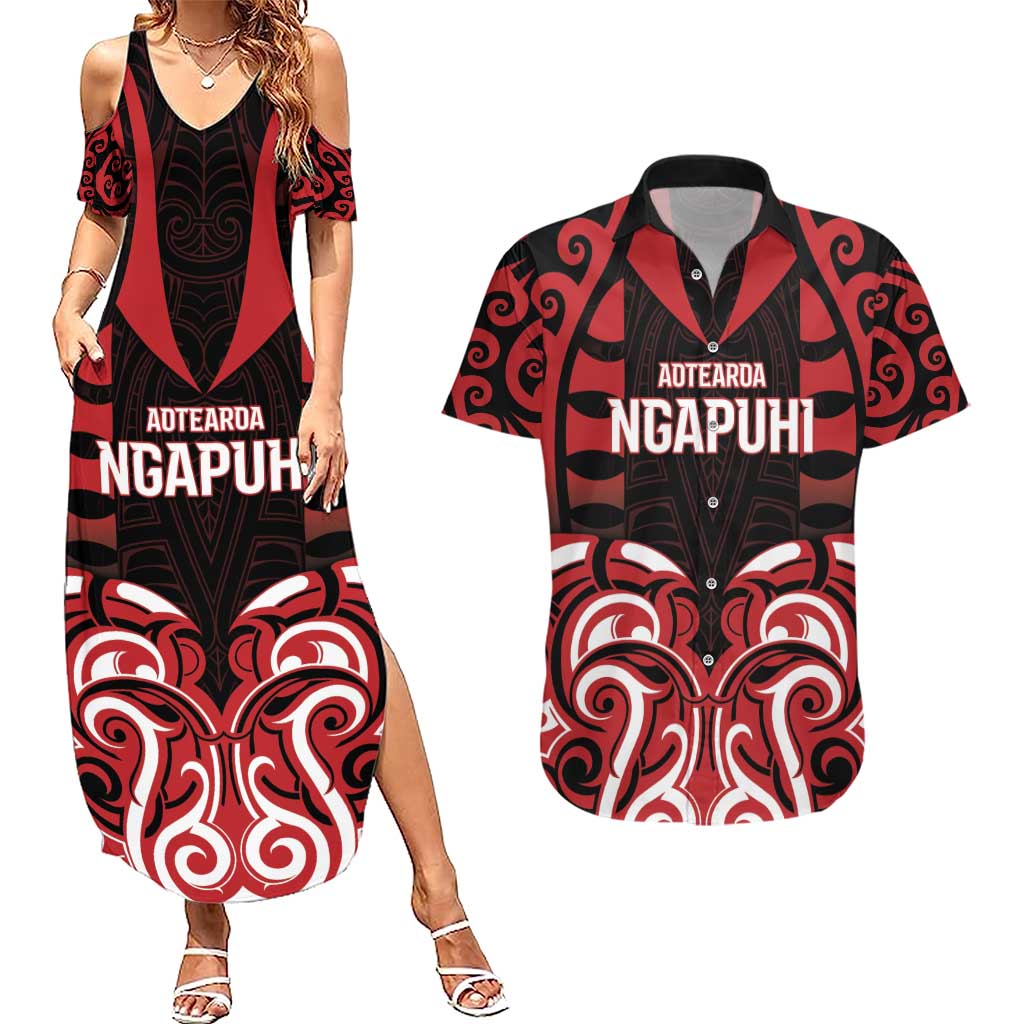Custom Aotearoa Ngapuhi Couples Matching Summer Maxi Dress and Hawaiian Shirt Maori Pattern New Zealand - Polynesian Pride