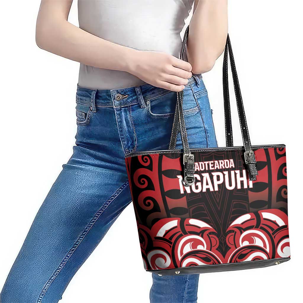 Aotearoa Ngapuhi Leather Tote Bag Maori Pattern New Zealand - Polynesian Pride