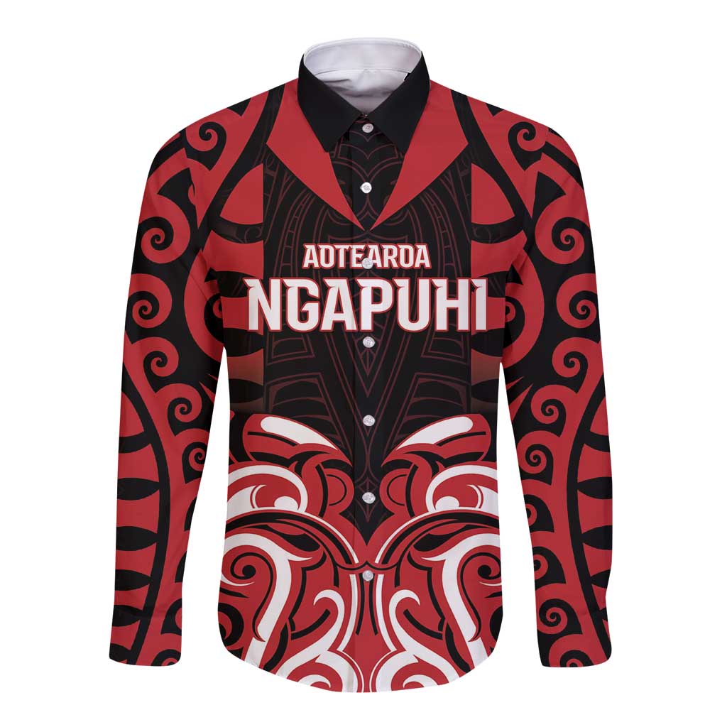 Custom Aotearoa Ngapuhi Long Sleeve Button Shirt Maori Pattern New Zealand - Polynesian Pride