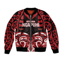 Custom Aotearoa Ngapuhi Sleeve Zip Bomber Jacket Maori Pattern New Zealand - Polynesian Pride