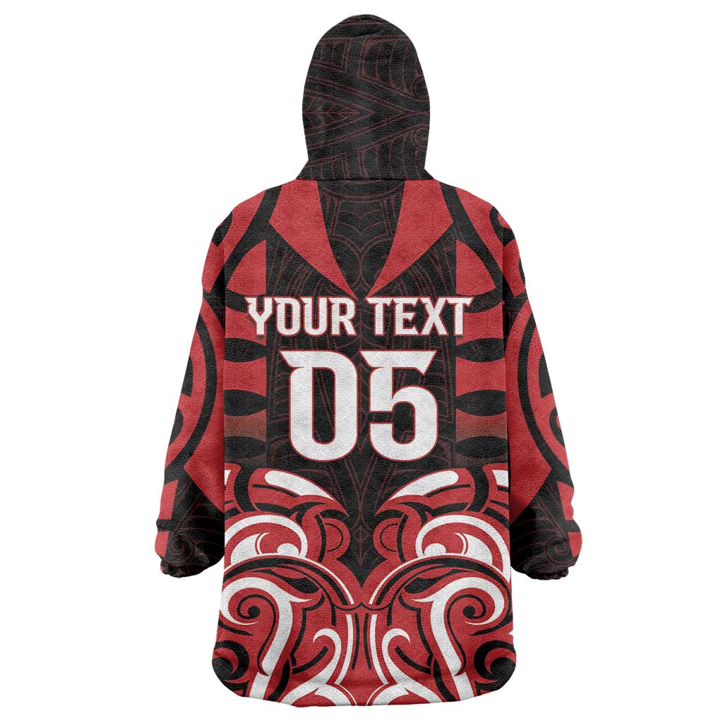 Custom Aotearoa Ngapuhi Wearable Blanket Hoodie Maori Pattern New Zealand - Polynesian Pride