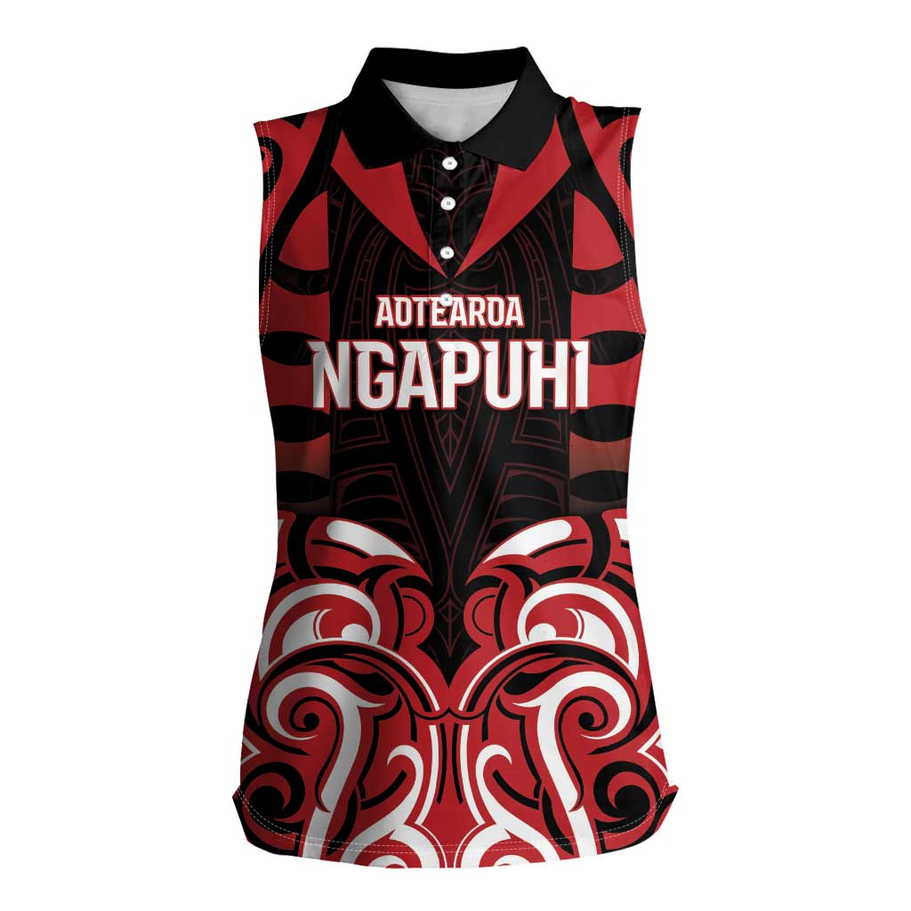 Custom Aotearoa Ngapuhi Women Sleeveless Polo Shirt Maori Pattern New Zealand - Polynesian Pride