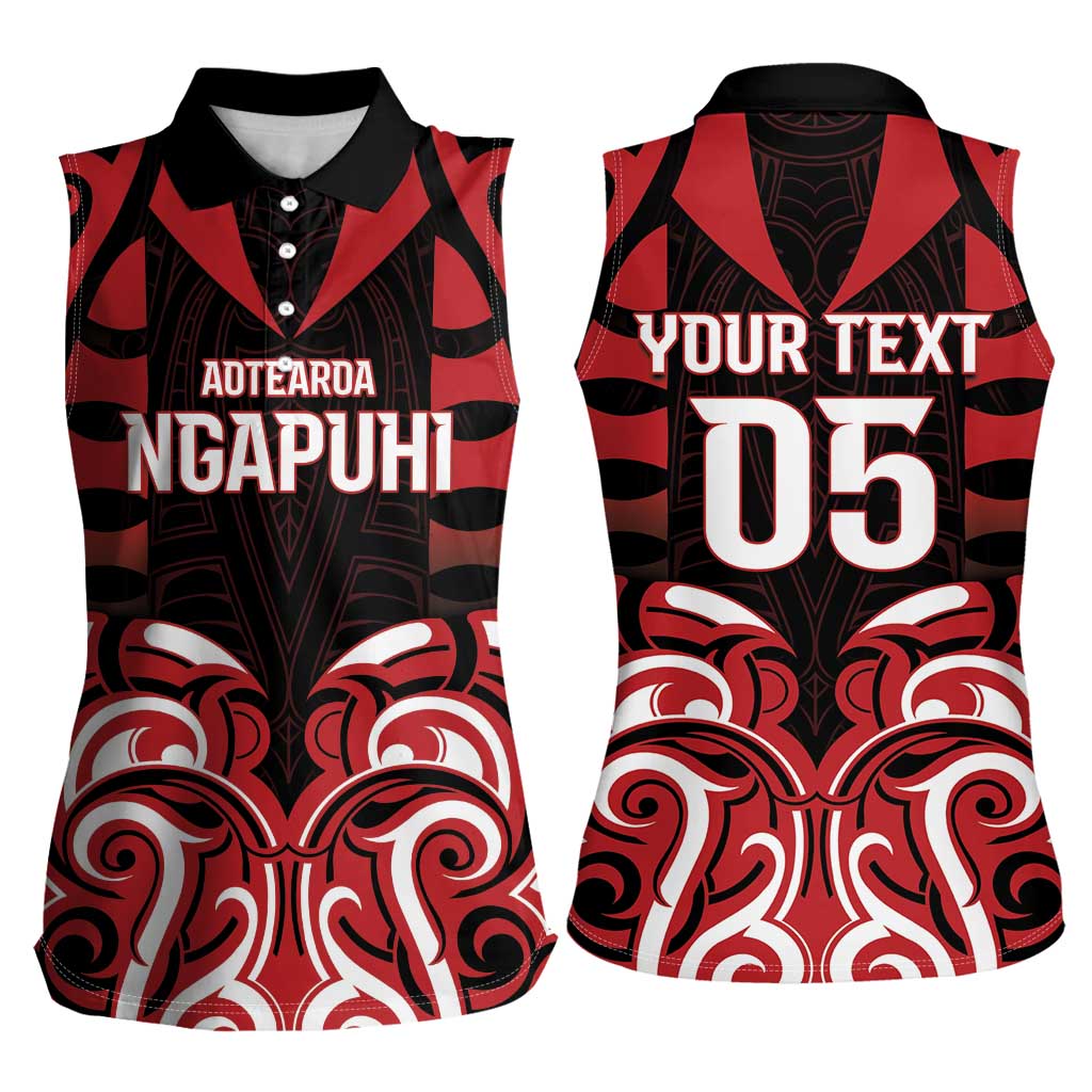Custom Aotearoa Ngapuhi Women Sleeveless Polo Shirt Maori Pattern New Zealand - Polynesian Pride