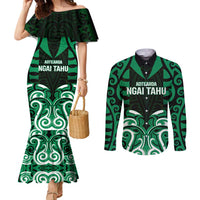 Custom Aotearoa Ngai Tahu Couples Matching Mermaid Dress and Long Sleeve Button Shirt Maori Pattern New Zealand - Polynesian Pride