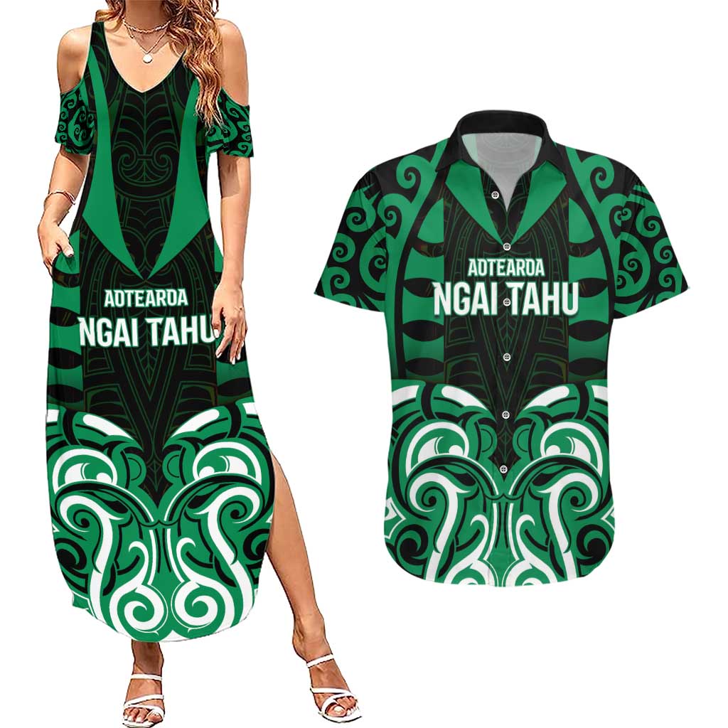 Custom Aotearoa Ngai Tahu Couples Matching Summer Maxi Dress and Hawaiian Shirt Maori Pattern New Zealand - Polynesian Pride