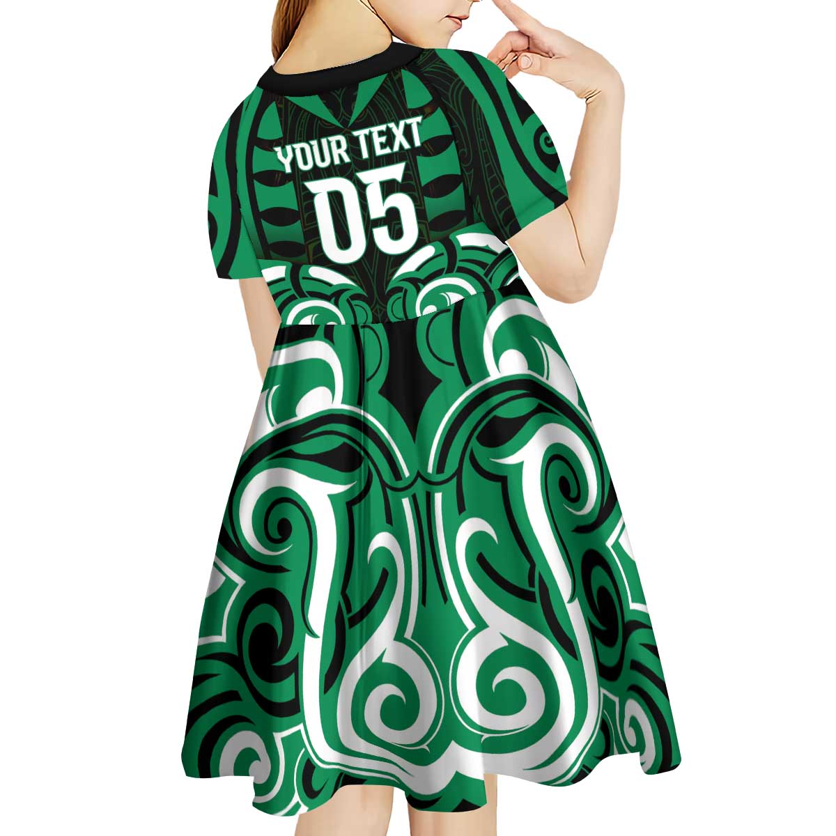 Custom Aotearoa Ngai Tahu Kid Short Sleeve Dress Maori Pattern New Zealand - Polynesian Pride