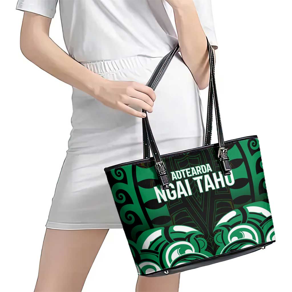 Aotearoa Ngai Tahu Leather Tote Bag Maori Pattern New Zealand - Polynesian Pride