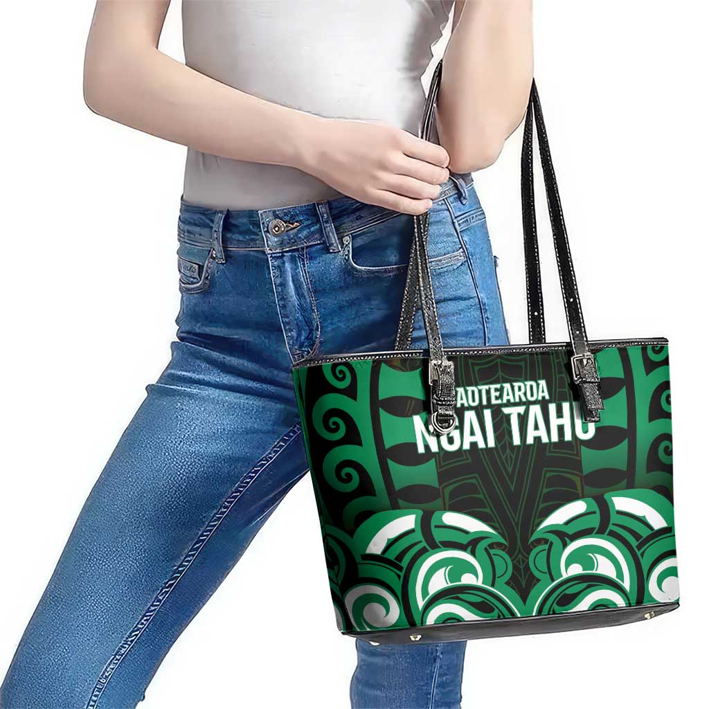Aotearoa Ngai Tahu Leather Tote Bag Maori Pattern New Zealand - Polynesian Pride