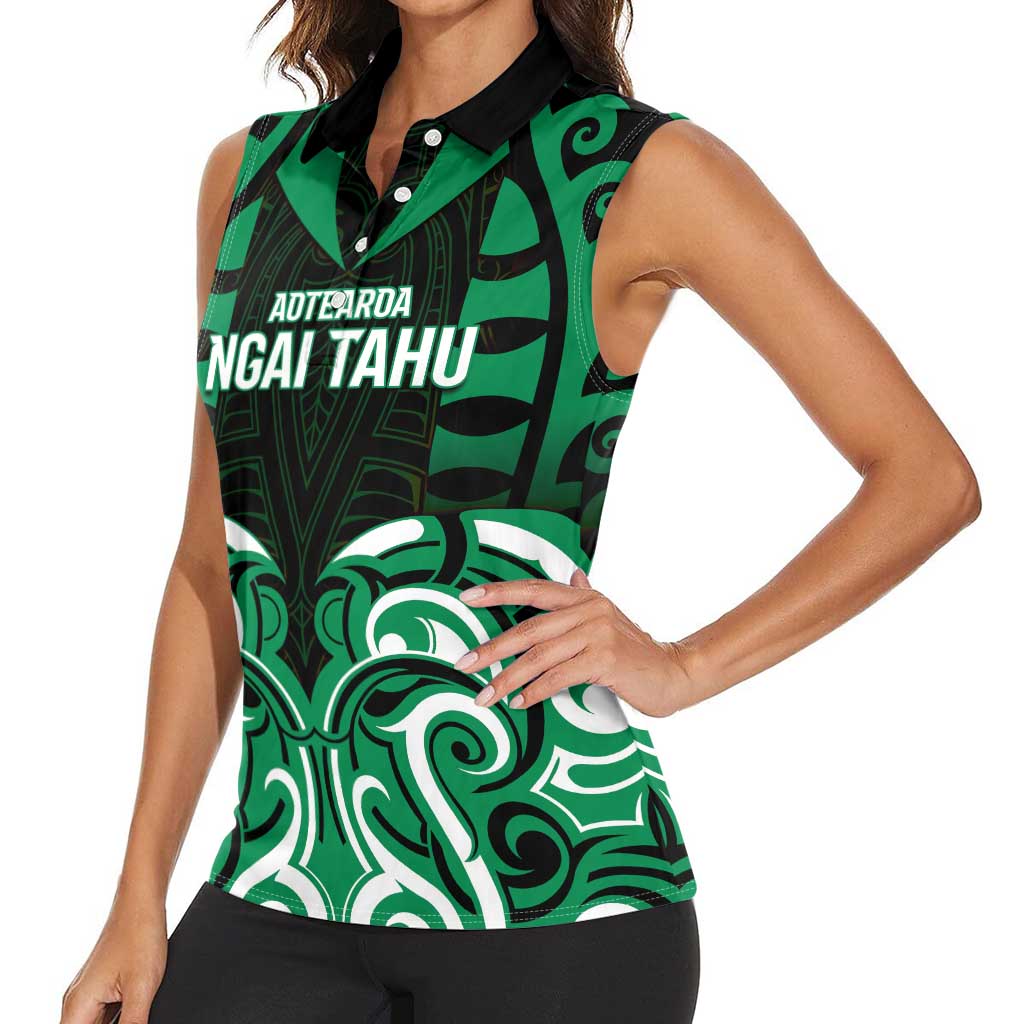 Custom Aotearoa Ngai Tahu Women Sleeveless Polo Shirt Maori Pattern New Zealand - Polynesian Pride