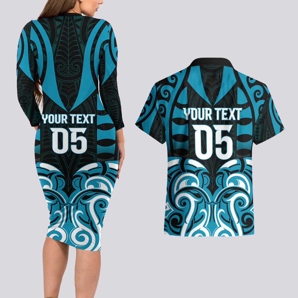 Custom Aotearoa Ngati Porou Couples Matching Long Sleeve Bodycon Dress and Hawaiian Shirt Maori Pattern New Zealand - Polynesian Pride