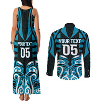 Custom Aotearoa Ngati Porou Couples Matching Tank Maxi Dress and Long Sleeve Button Shirt Maori Pattern New Zealand - Polynesian Pride