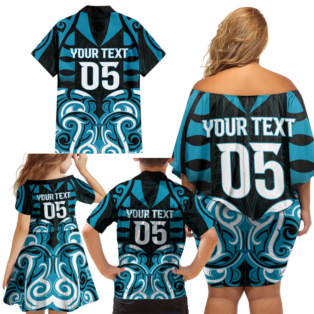 Custom Aotearoa Ngati Porou Family Matching Off Shoulder Short Dress and Hawaiian Shirt Maori Pattern New Zealand - Polynesian Pride