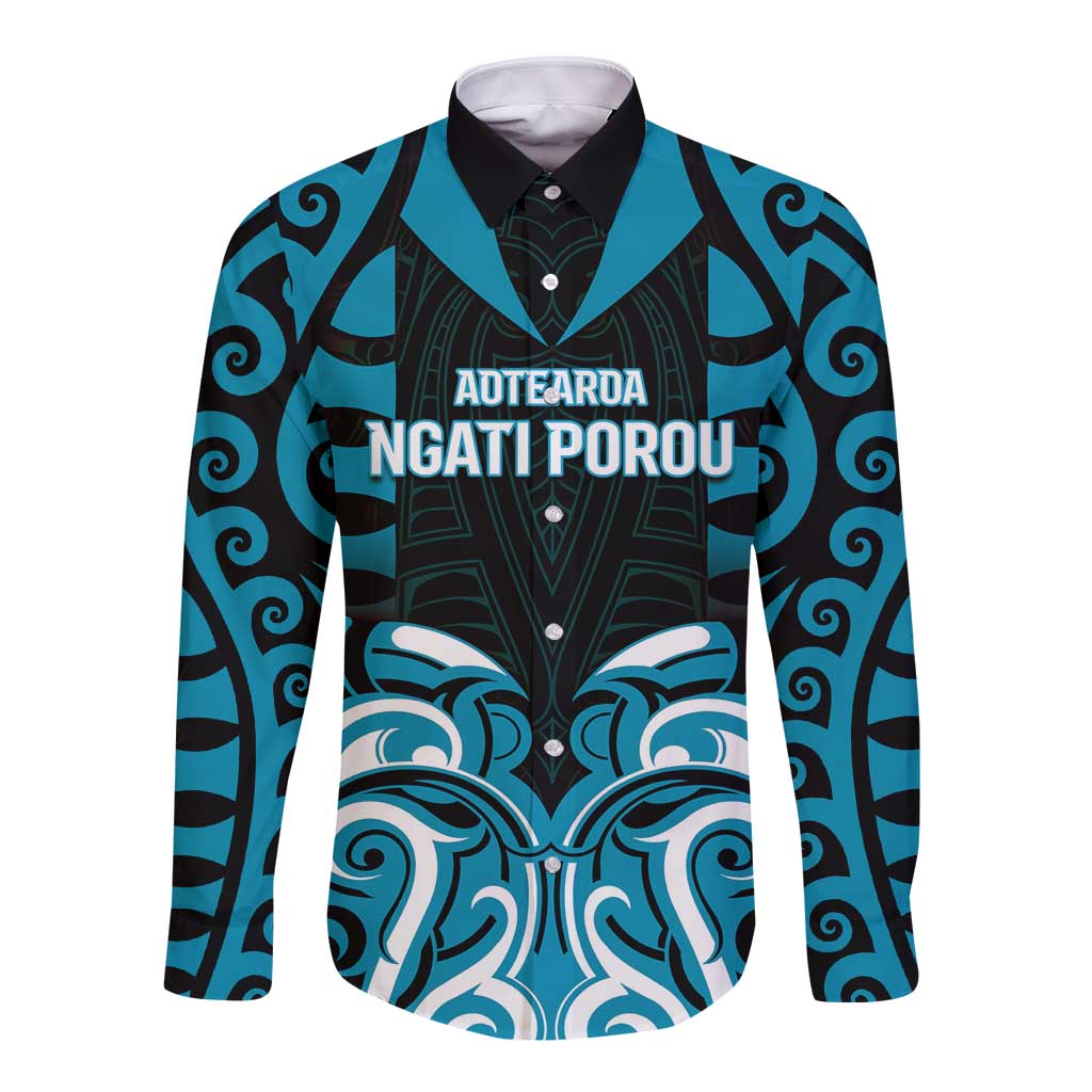 Custom Aotearoa Ngati Porou Long Sleeve Button Shirt Maori Pattern New Zealand - Polynesian Pride
