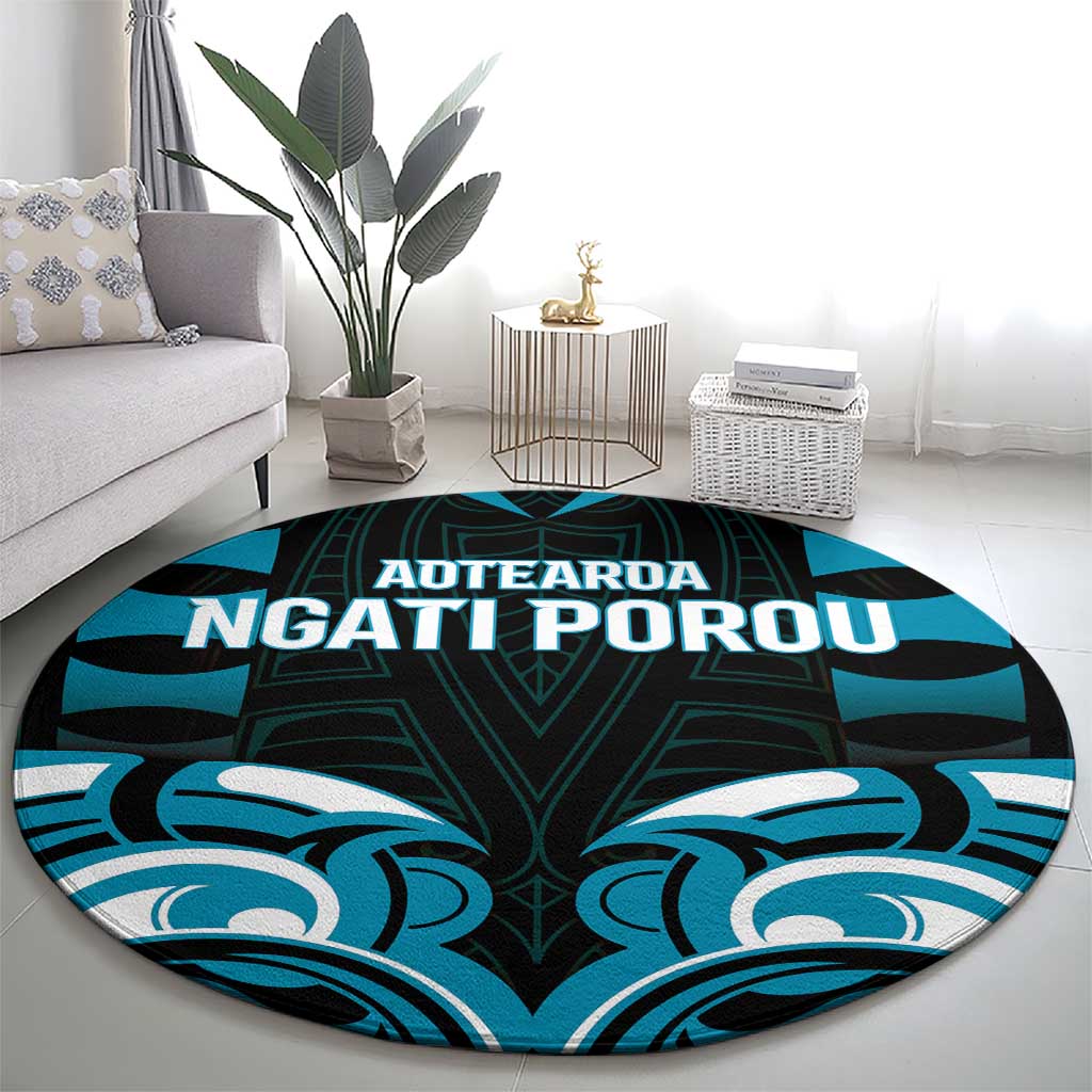 Aotearoa Ngati Porou Round Carpet Maori Pattern New Zealand - Polynesian Pride