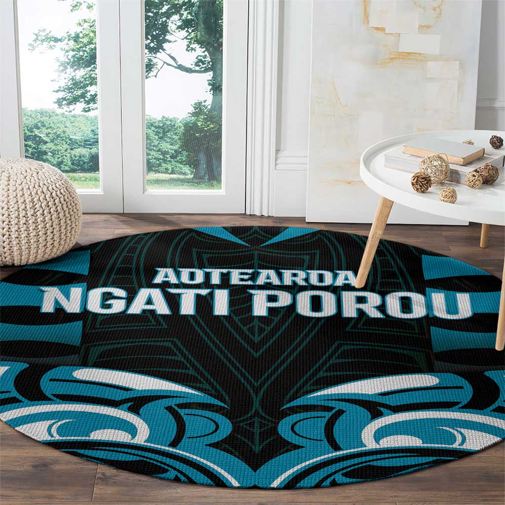 Aotearoa Ngati Porou Round Carpet Maori Pattern New Zealand - Polynesian Pride