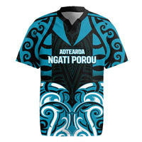 Custom Aotearoa Ngati Porou Rugby Jersey Maori Pattern New Zealand DT05 Blue - Polynesian Pride