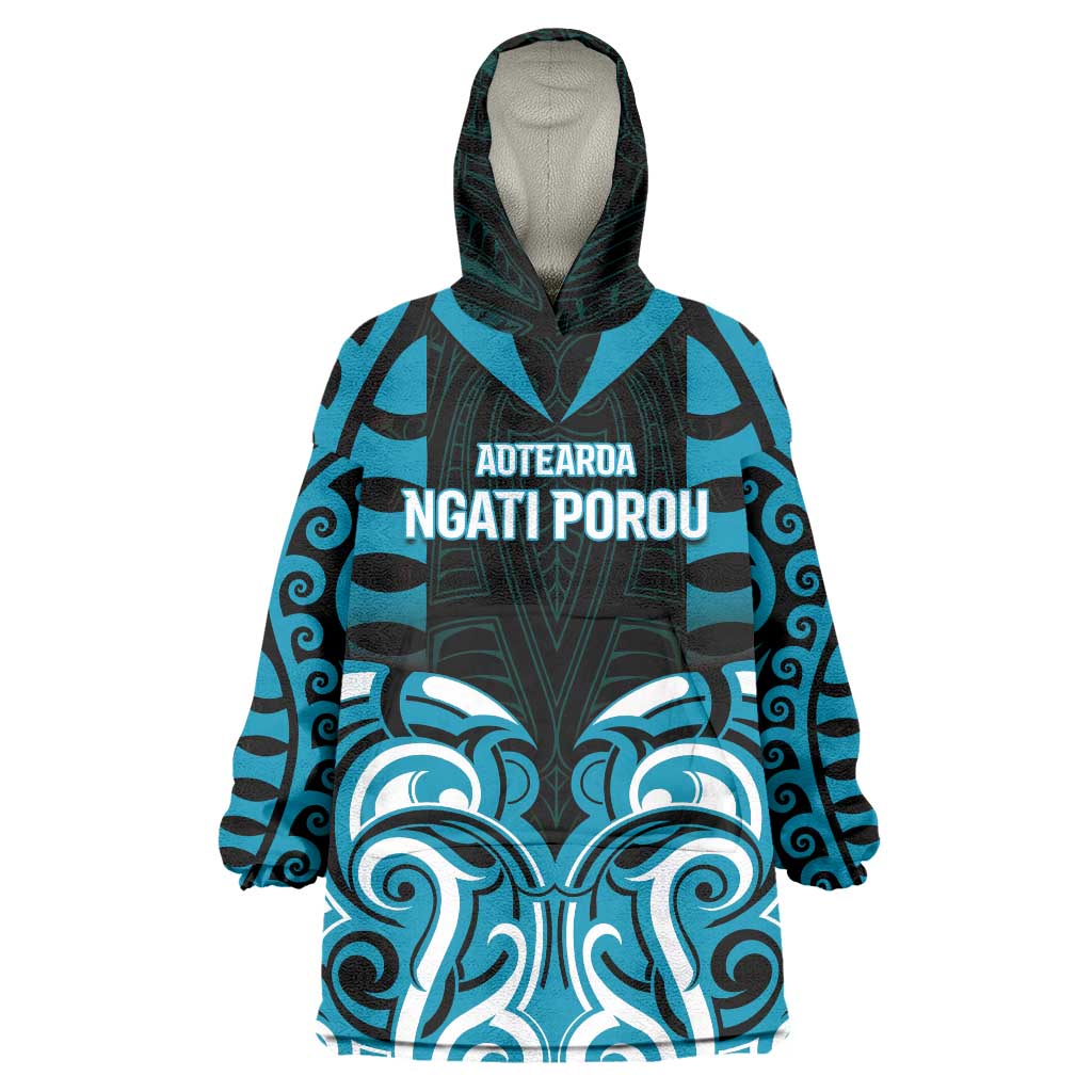 Custom Aotearoa Ngati Porou Wearable Blanket Hoodie Maori Pattern New Zealand - Polynesian Pride